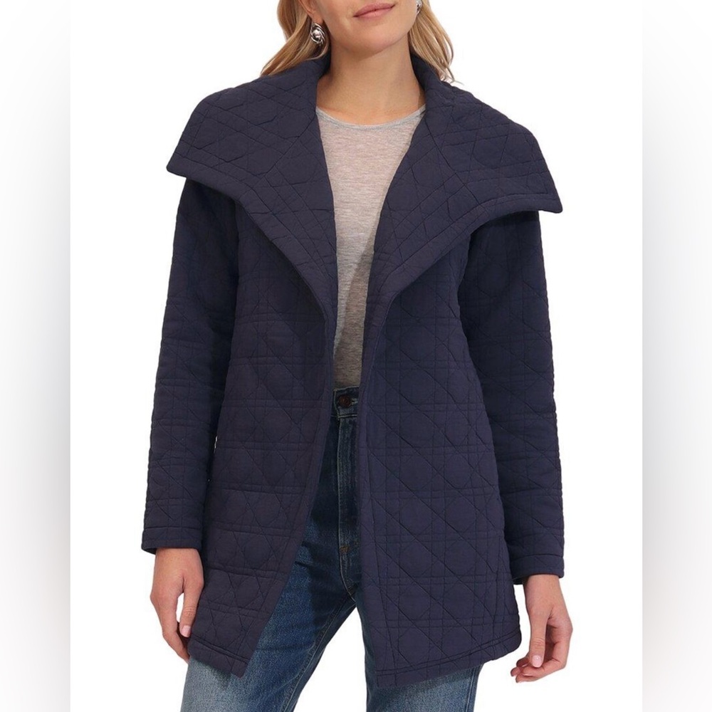 Bagatelle Navy Blue Long Sleeve Women's Cozy Quilted Jacket